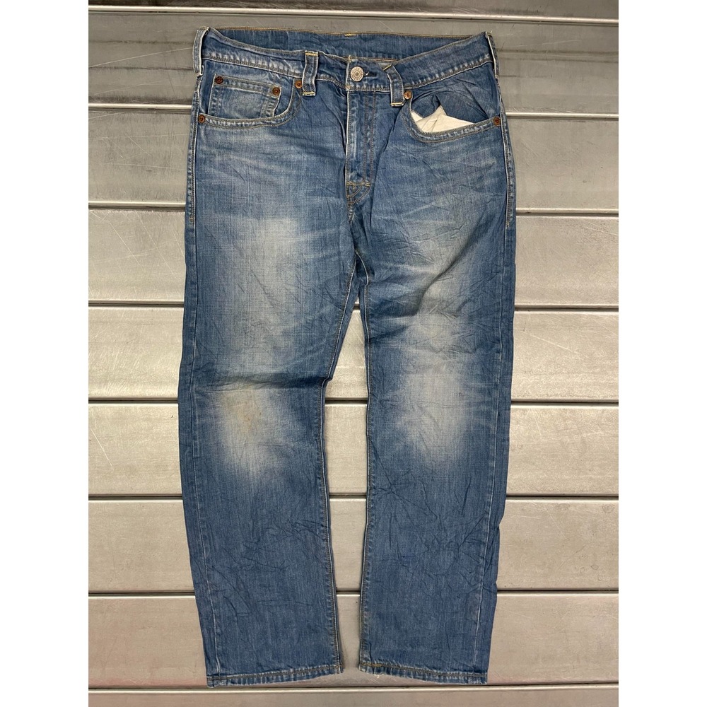 Levis 504 Jeans Mens 34X31 Blue Medium Wash Denim Straight Leg 100%‎ Cotton